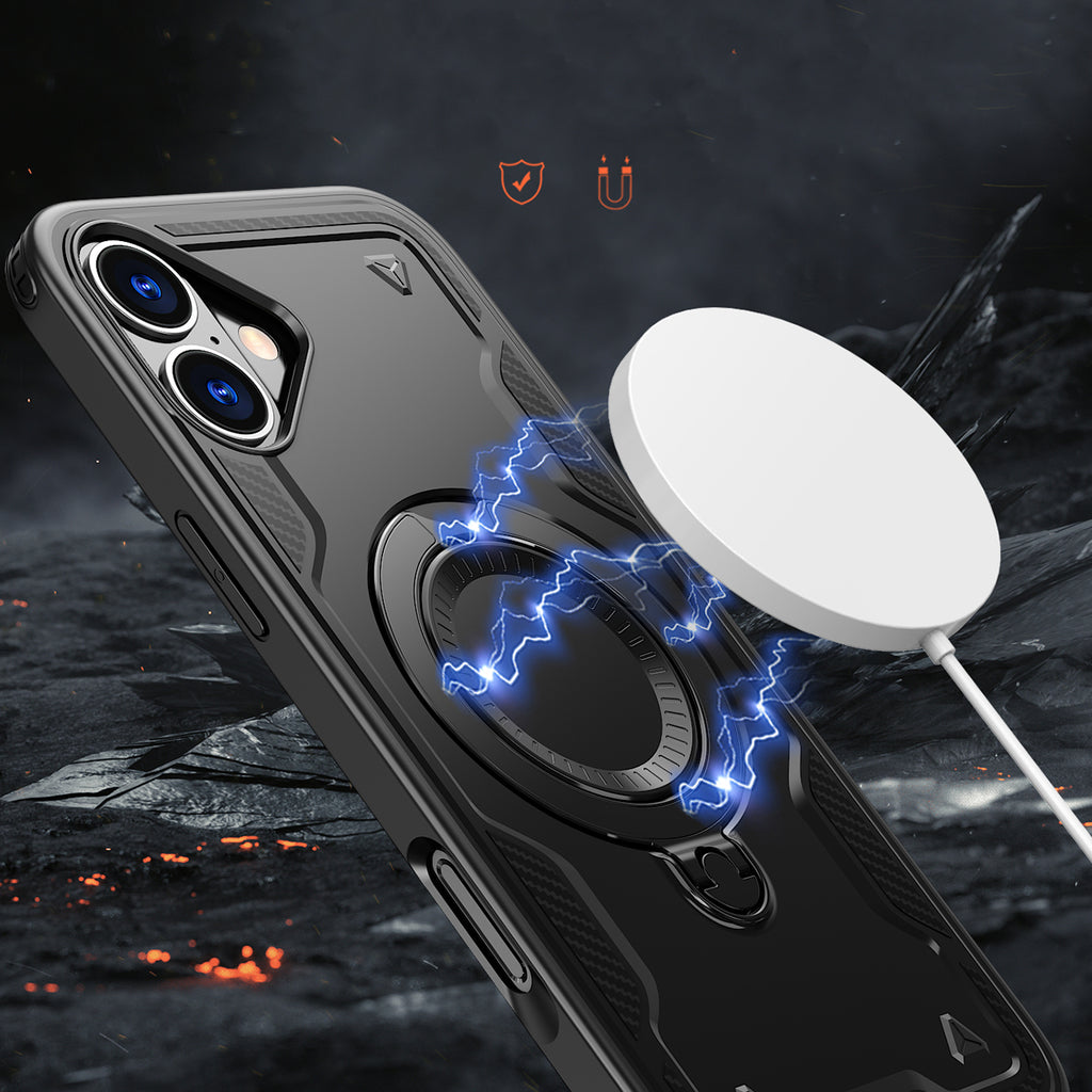 MagSafe dėklas iPhone 16 – juodas, Hybrid Armor