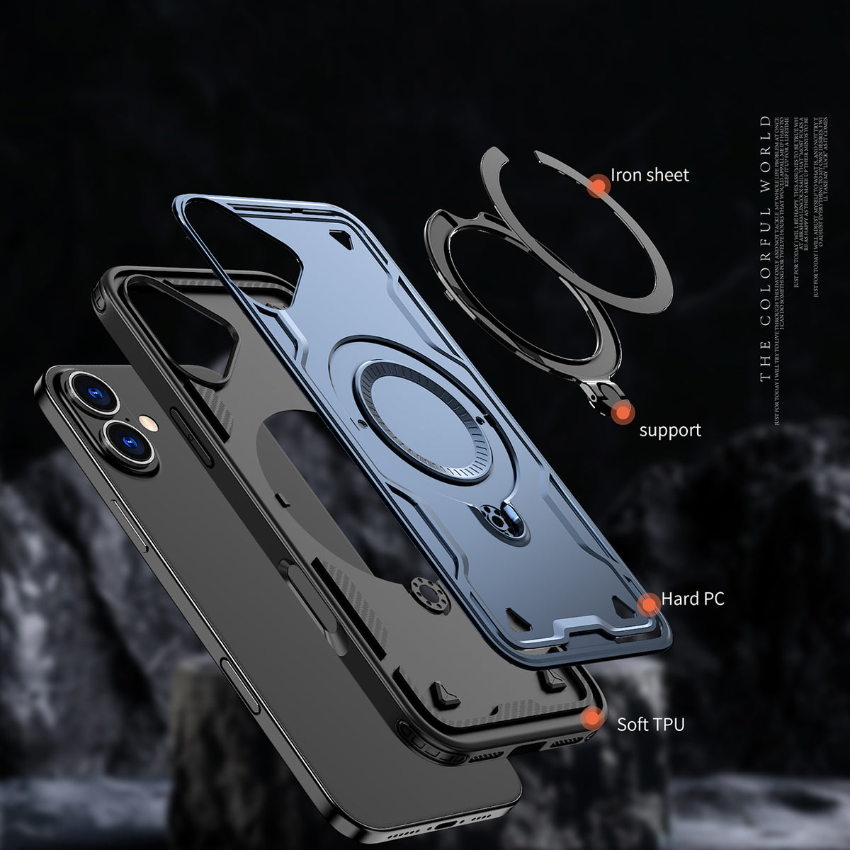 MagSafe dėklas iPhone 16 – mėlynas Hybrid Armor Trendy