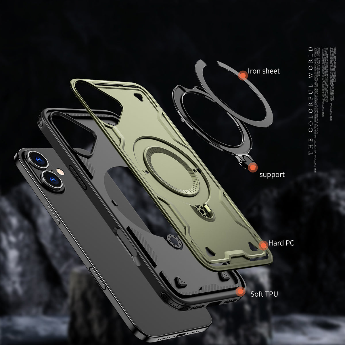 MagSafe hibridinis dėklas iPhone 16 – žalias
