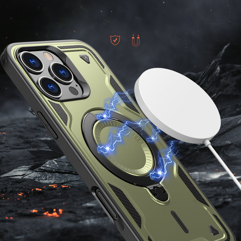 Hybrid Armor Trendy MagSafe dėklas iPhone 16 Pro – žalias