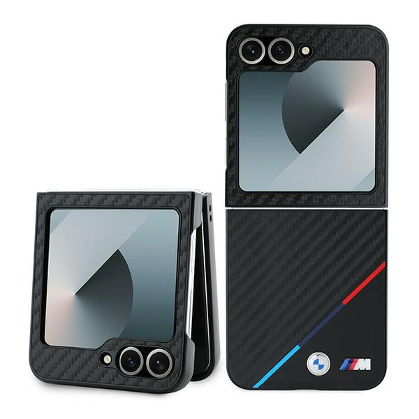 BMW Carbon Tricolor dėklas Samsung Galaxy Z Flip6 – juodas