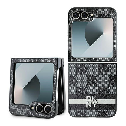 DKNY Checked Pattern Printed Stripes dėklas Z Flip6 – juodas