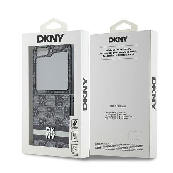 DKNY Checked Pattern Printed Stripes dėklas Z Flip6 – juodas