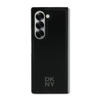 DKNY Magsafe Plain Leather Metal Stack Logo dėklas Samsung Galaxy Z Fold 6 - juodas