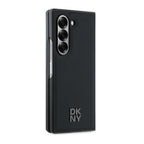 DKNY Magsafe Plain Leather Metal Stack Logo dėklas Samsung Galaxy Z Fold 6 - juodas