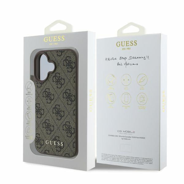Guess 4G Classic iPhone 16 dėklas - Rudas -- iPhone 16