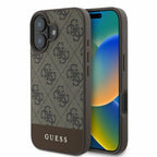 Guess 4G Bottom Stripe dėklas iPhone 16 – rudas
