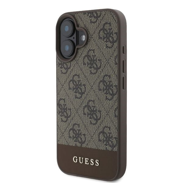 Guess 4G Bottom Stripe dėklas iPhone 16 – rudas