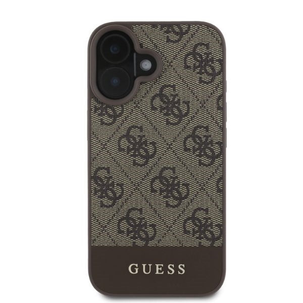 Guess 4G Bottom Stripe dėklas iPhone 16 – rudas