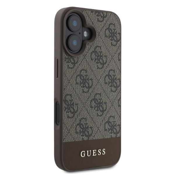 Guess 4G Bottom Stripe dėklas iPhone 16 – rudas