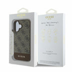 Guess 4G Bottom Stripe dėklas iPhone 16 – rudas