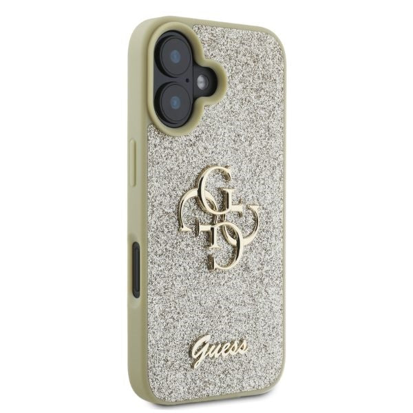 Guess Fixed Glitter 4G dėklas iPhone 16 – auksinis
