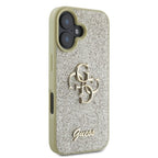 Guess Fixed Glitter 4G dėklas iPhone 16 – auksinis