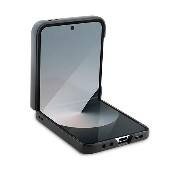 Guess Odinis 4G Metalinis logotipo dėklas, skirtas Samsung Galaxy Z Flip 6 - rudas
