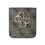 Guess Odinis 4G Metalinis logotipo dėklas, skirtas Samsung Galaxy Z Flip 6 - rudas