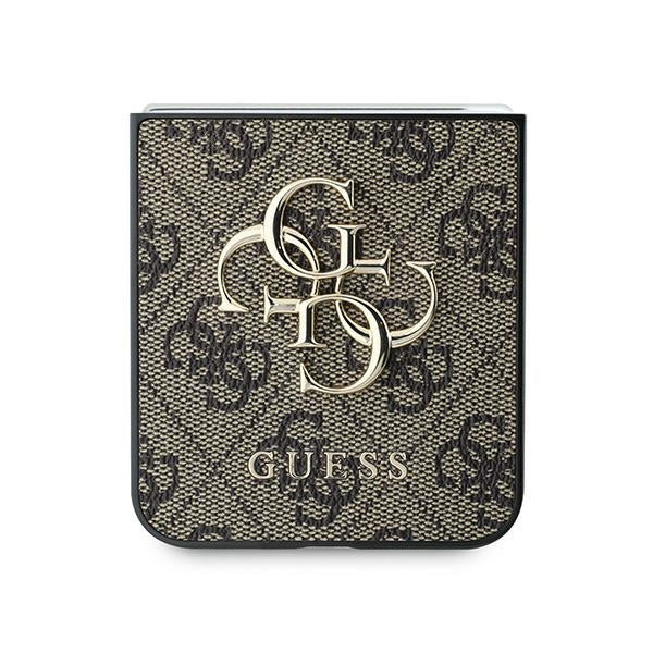 Guess Odinis 4G Metalinis logotipo dėklas, skirtas Samsung Galaxy Z Flip 6 - rudas