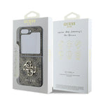 Guess Odinis 4G Metalinis logotipo dėklas, skirtas Samsung Galaxy Z Flip 6 - rudas