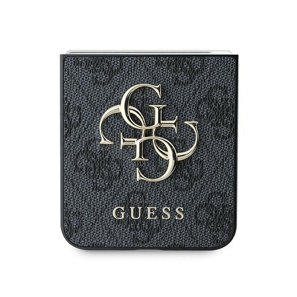 Guess Odinis 4G Metalinis logotipo dėklas, skirtas Samsung Galaxy Z Flip 6 - juodas