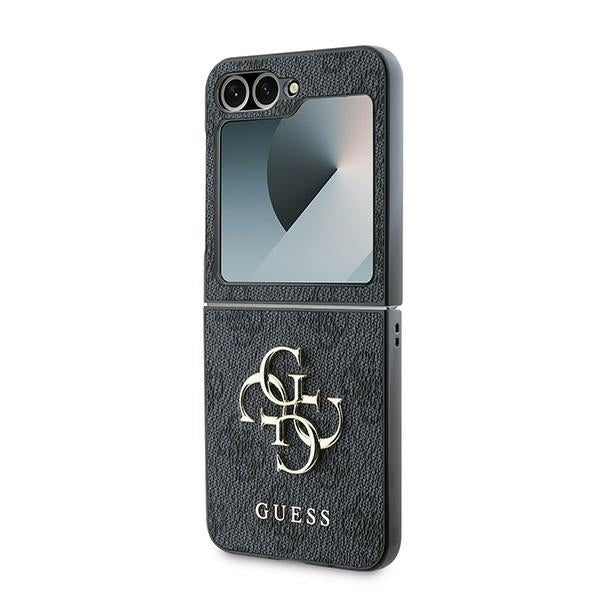 Guess Odinis 4G Metalinis logotipo dėklas, skirtas Samsung Galaxy Z Flip 6 - juodas