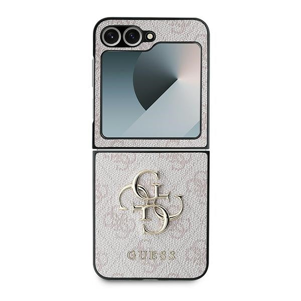 Guess Leather 4G Metal Logo dėklas Samsung Galaxy Z Flip 6 - Rožinis -- Samsung Galaxy Z Flip 6