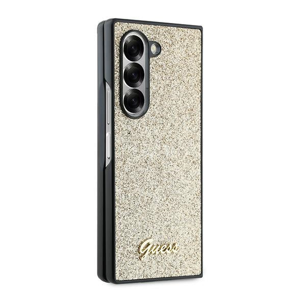 Guess 4G Glitter Script dėklas Z Fold6 – auksinis