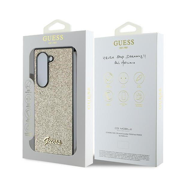 Guess 4G Glitter Script dėklas Z Fold6 – auksinis
