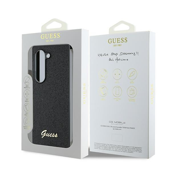 Guess 4G Glitter Script dėklas Galaxy Z Fold6 – juodas