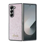 Guess 4G Glitter Script dėklas Samsung Galaxy Z Fold6 – rožinis