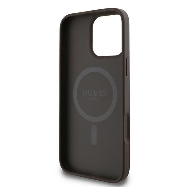 Guess MagSafe dėklas iPhone 16 Pro – rudas