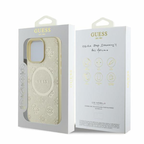Guess MagSafe dėklas iPhone 16 Pro – auksinis