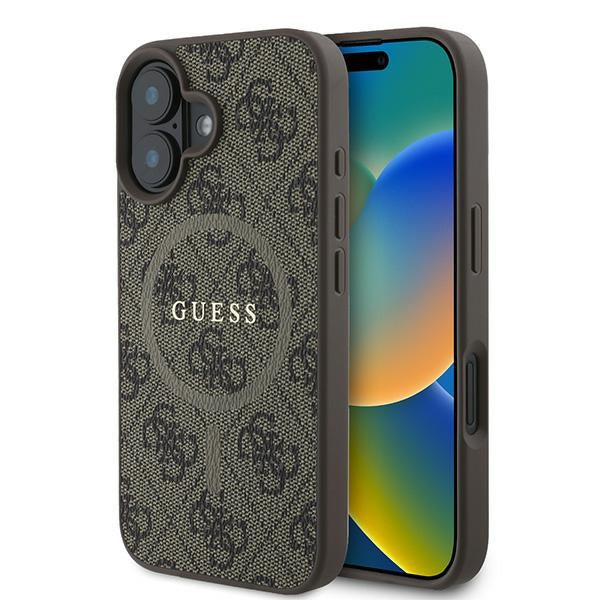 Guess MagSafe dėklas iPhone 16 Plus – rudas (4G Ring)
