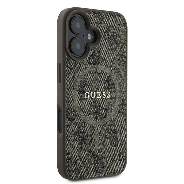 Guess MagSafe dėklas iPhone 16 Plus – rudas (4G Ring)