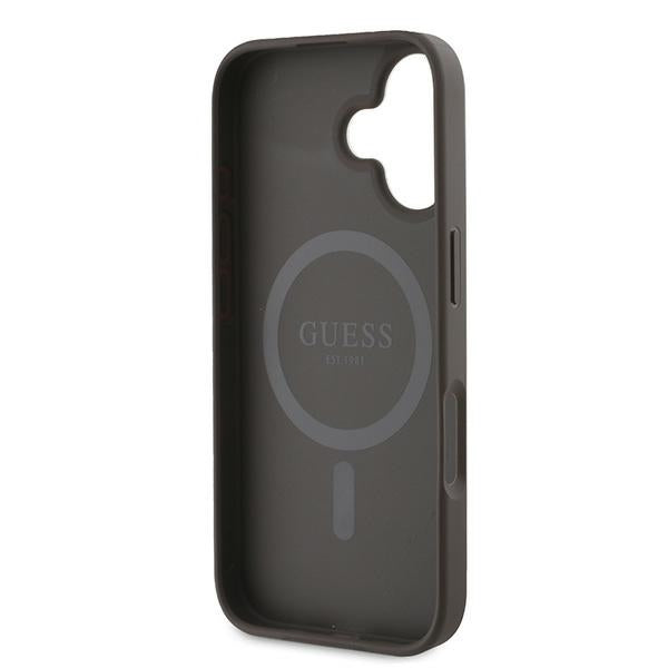 Guess MagSafe dėklas iPhone 16 Plus – rudas (4G Ring)