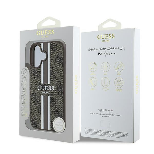 Guess MagSafe dėklas iPhone 16 Plus – rudas