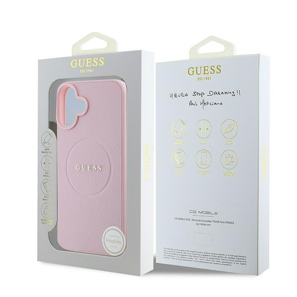 Guess MagSafe dėklas iPhone 16 Plus – rožinis