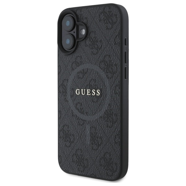 Guess 4G Ring Classic Logo MagSafe dėklas iPhone 16 - juodas -- iPhone 16