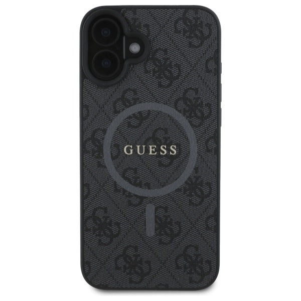 Guess 4G Ring Classic Logo MagSafe dėklas iPhone 16 - juodas -- iPhone 16