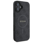 Guess 4G Ring Classic Logo MagSafe dėklas iPhone 16 - juodas -- iPhone 16