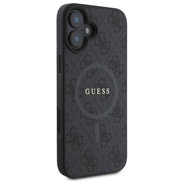 Guess 4G Ring Classic Logo MagSafe dėklas iPhone 16 - juodas -- iPhone 16