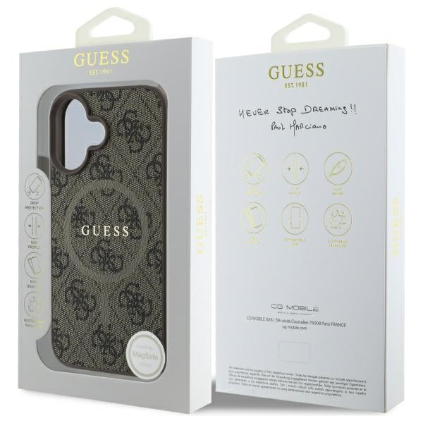 Guess MagSafe dėklas iPhone 16 6,1″ – rudas