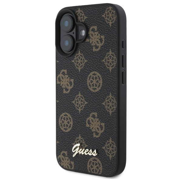 Guess Peony Script MagSafe dėklas iPhone 16 – juodas