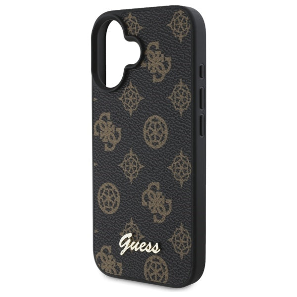 Guess Peony Script MagSafe dėklas iPhone 16 – juodas
