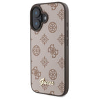 Guess Peony Script MagSafe dėklas iPhone 16 – rudas