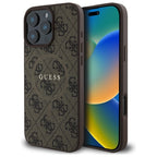 Guess 4G Ring Classic Logo MagSafe Dėklas, skirtas iPhone 16 Pro Max - ruda