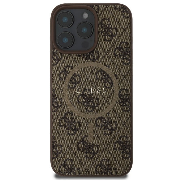 Guess 4G Ring Classic Logo MagSafe Dėklas, skirtas iPhone 16 Pro Max - ruda