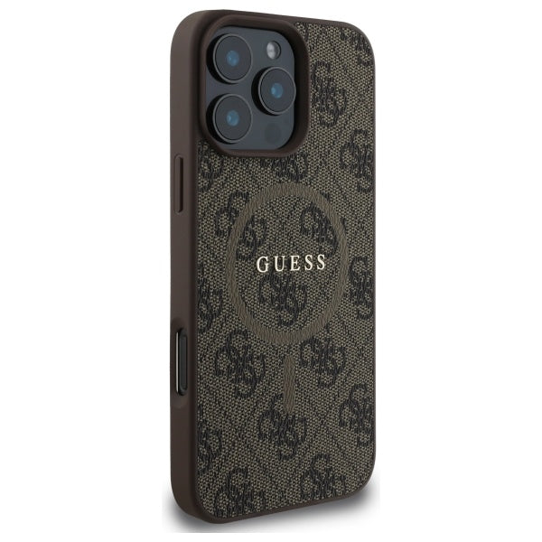 Guess 4G Ring Classic Logo MagSafe Dėklas, skirtas iPhone 16 Pro Max - ruda