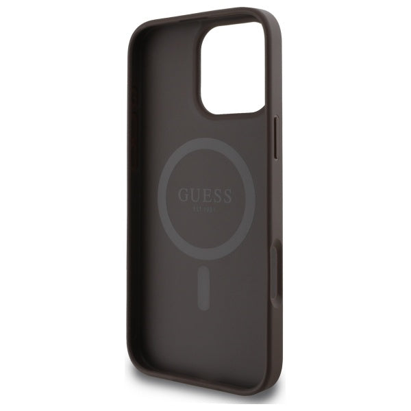 Guess 4G Ring Classic Logo MagSafe Dėklas, skirtas iPhone 16 Pro Max - ruda