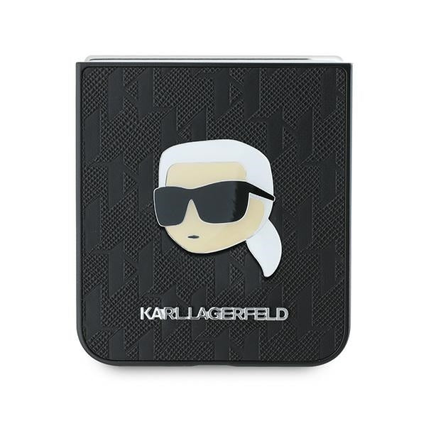 Karl Lagerfeld Saffiano monograminis dėklas, skirtas Samsung Galaxy Z Flip 6 – juodas