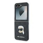 Karl Lagerfeld Saffiano monograminis dėklas, skirtas Samsung Galaxy Z Flip 6 – juodas