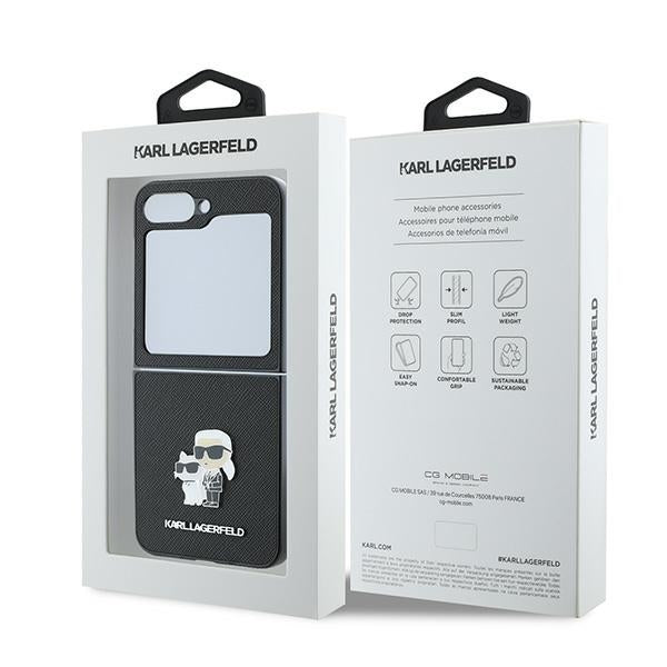 Karl Lagerfeld Saffiano dėklas Galaxy Z Flip6 – juodas -- Samsung Galaxy Z Flip 6